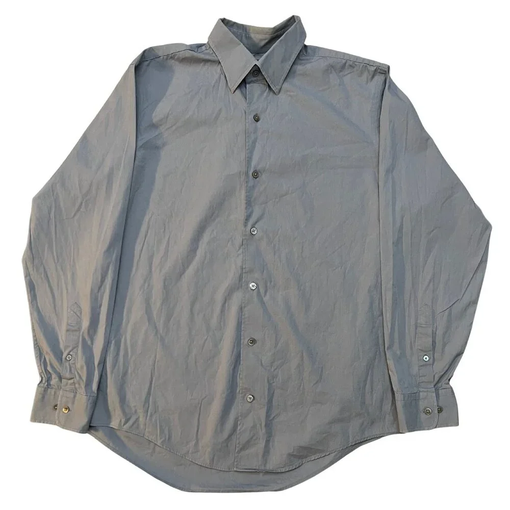 Banana Republic Large‎ Dress Shirt Gray Button Up Long Sleeve Stretch Classic